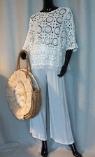 Hippie Pullover Häkel Boho Shirt Baumwolle Pulli Fransen Weiss 36,38,40,42 Neu