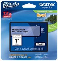 Brother 1 (24mm) Black On Clear P-touch Tape For Ptp750, Pt-p750w Label Maker Brother 1 (24mm) Black On Clear P-touch Tape For Ptp750, Pt-p750w Label Maker