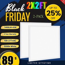 LED Flat Panel Light 2x2FT, 45W 5400LM Recessed Backlit Troffer Lights, Dimmable