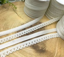 Bridal White lingerie elastic trim bra strap picot lace underwear knickers 10mm