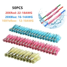 50PCS Heat Shrink Crimp Bullet Terminals Female&Male Wire Connectors 10-22WAG