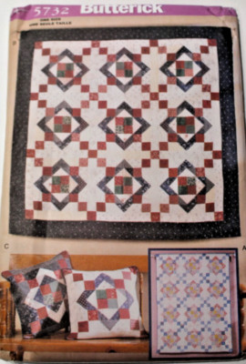 Butterick 5732 Aunt Nancy's Quilt in 2 Sizes & Pillow Sewing Pattern UNCUT OOP