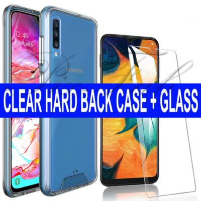 Slim Clear PC Hard Back Armour Stoßfest Handy Hülle für Samsung Galaxy + Glas