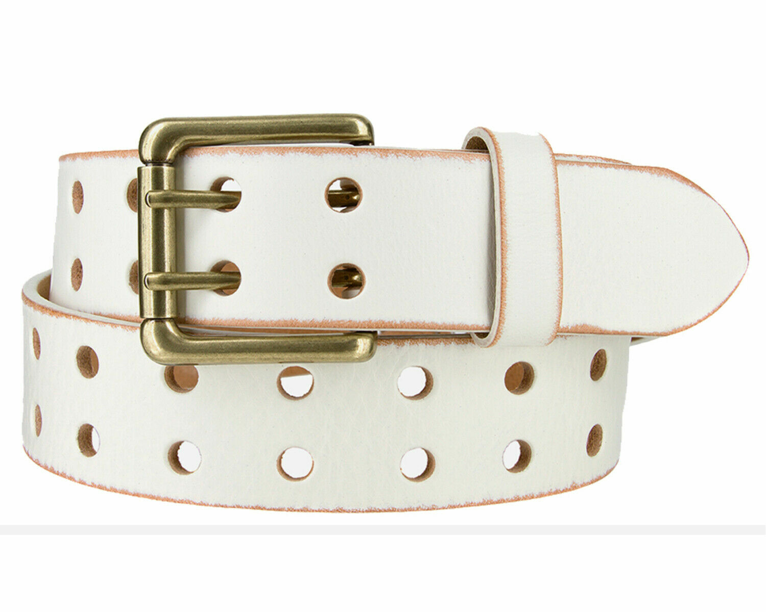"Twin Roller Buckle Casual Jean Punk Belt Genuine Full Leather Belt 1-1/2\" Wide"