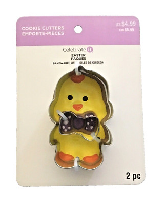NEW - Celebrate It Easter Chick w/ Bow Tie 2 Pc Metal Cookie Cutter Set