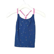 BODEN Girls Patterned Tankini Top SX 7-8Y Strappy Harmony Blue Gold Spot
