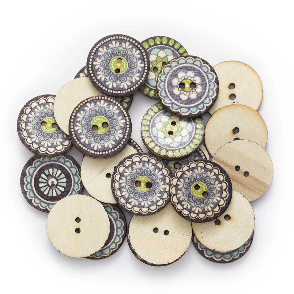50pcs Retro Wood Buttons for Handwork Sewing Scrapbook Clothing Crafts Decor - Image 3 of 3