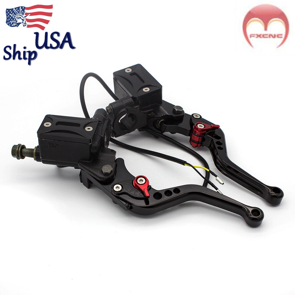 Black CNC Brake Clutch Master Cylinder Hydraulic Levers Reservoir 7/8" 22mm Set