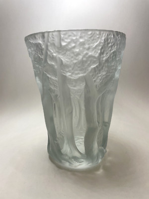 Josef Inwald Barolac ''Dans La Foret'' Frosted Glass Vase Large Forest Pattern