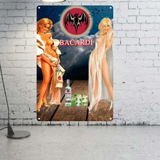 Vintage Style Bacardi Run Sexy Blonde  Metal  Sign Bar Pub Decor Sign Man Cave