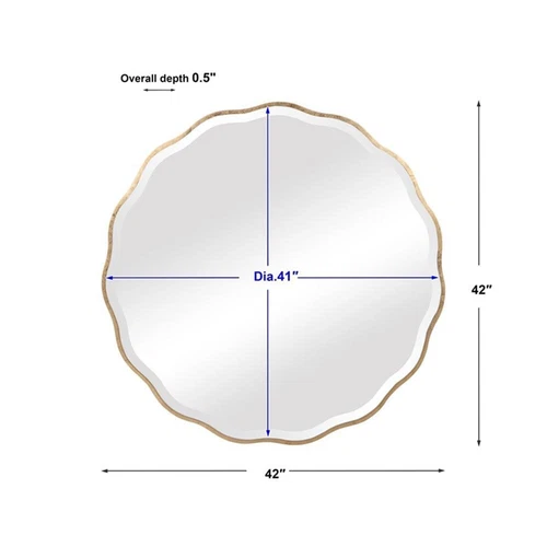 Uttermost Aneta Round MDF Wood and Glass Mirror in Aged Gold - Picture 8 of 8