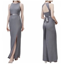 BHLDN Adrianna Papell Idris Gray Metallic Knit Formal Dress Size 10 NWT