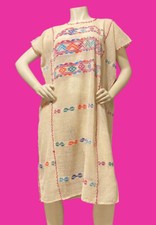 Handmade Women's Woven Mexican Huipil Dress - Semi Sheer Multicolor Designs OSFM