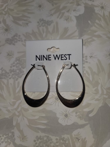 Nine West Silvertone Fashion Hoop Earrings - Picture 3 of 3