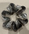 Vintage 2” TORTOLANI Costume Jewelry Silver Tone Flower Round Pin Brooch