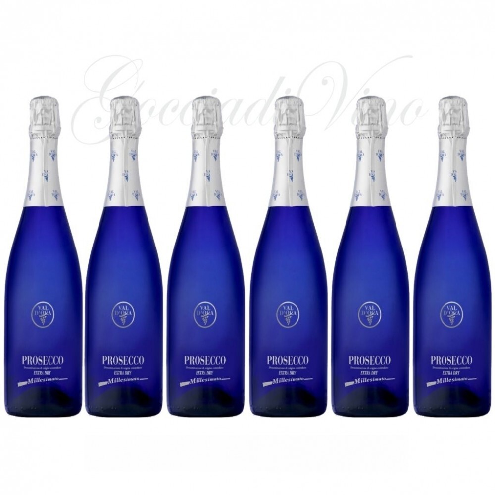 6 Botellas Vino espumoso 6 PROSECCO BLU Valdobbiadene Millesimato VAL D OCA V...