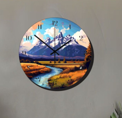 Grand Teton Mountains Art Wall Hanging Wall Clock Time Piece