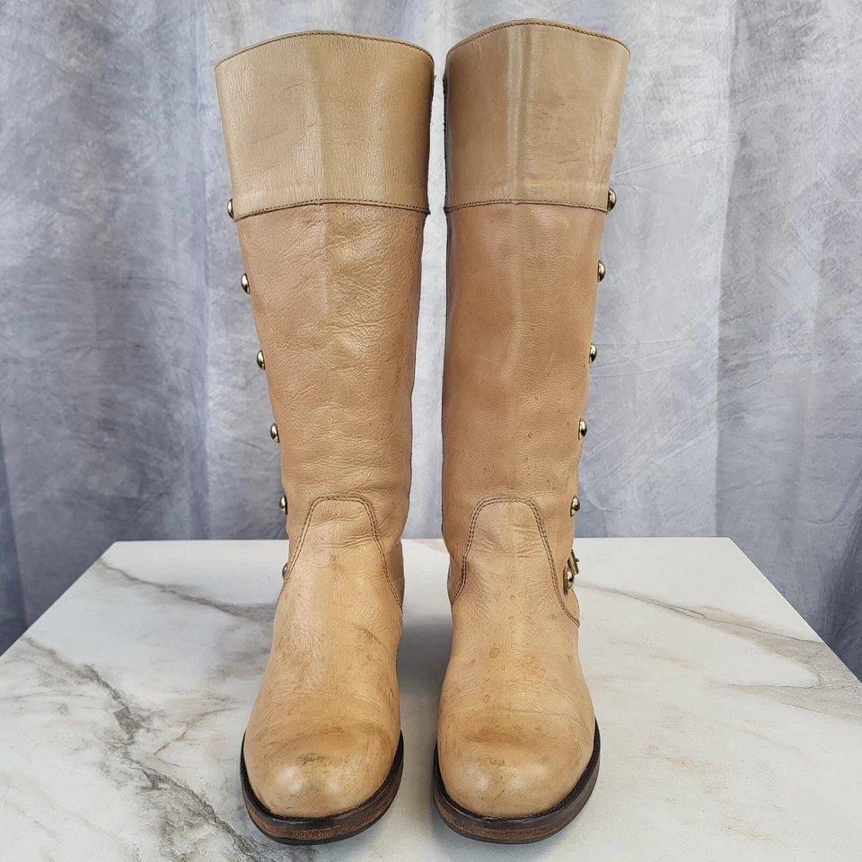 Steve Madden Olster Knee High Zip Up Studded Motorcycle Biker Boots Women's 8 M - Image 3 of 4