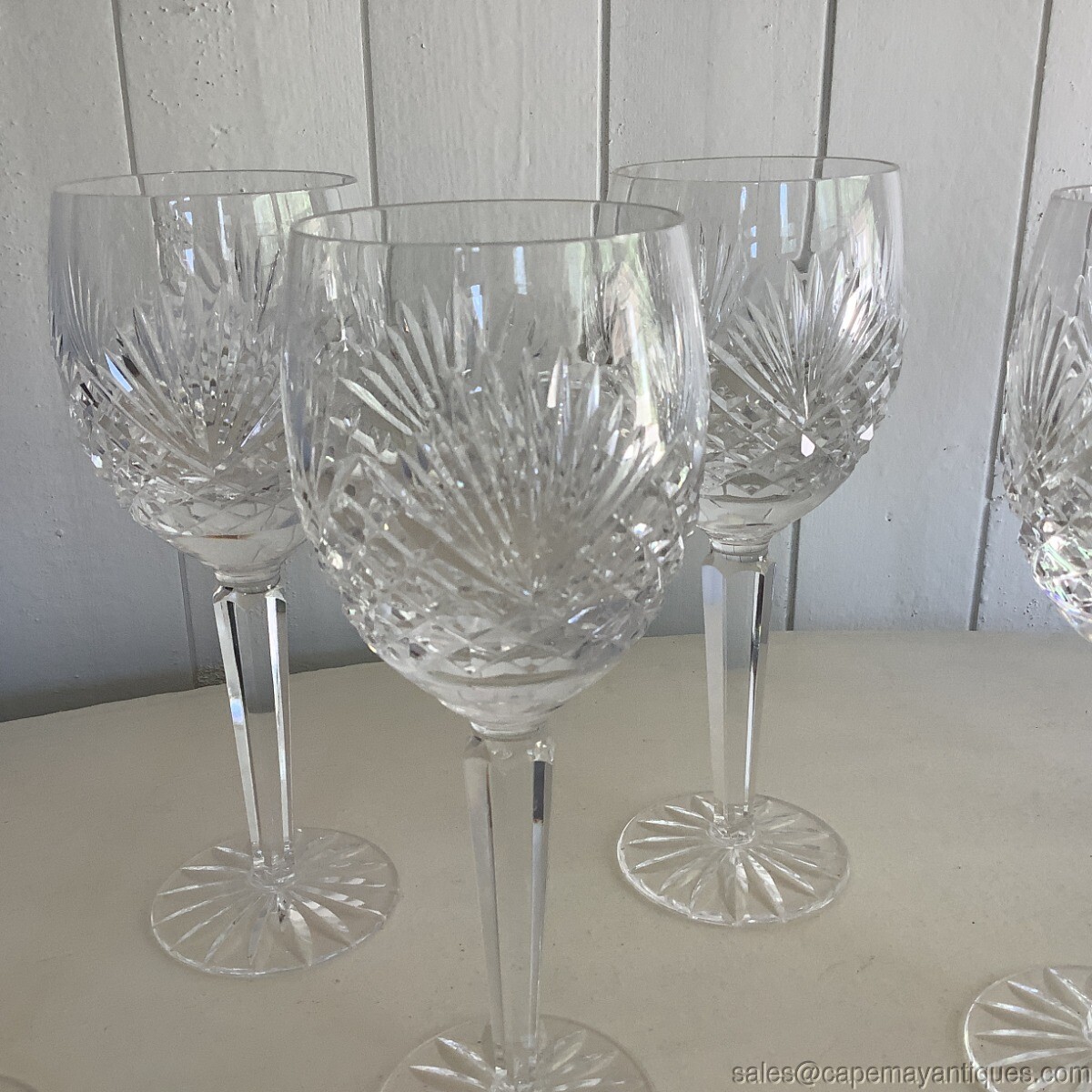 6 Shannon by Tipperary Wine Water Goblets Stemware Stems Claret Irish Hand Cut