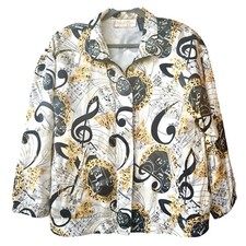 Pop Art Silk Marshall Rousso Vintage Las Vegas Musical Theme Jacket Bomper M