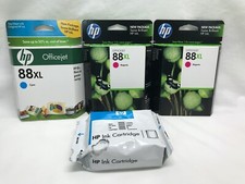 Lot of 4 HP 88 XL Ink Cartridges Cyan, Magenta and Black - expired