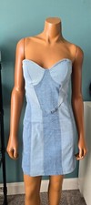 Fashion Nova NWT Denim Strapless Mini Light Blue Dress Sz L (runs small)