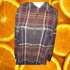 Lauren Ralph Lauren Petite Plaid Full Zip with Front Pocket Shirt Size PS