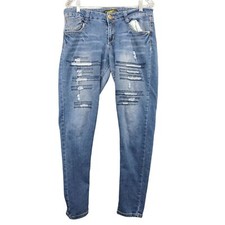 Southpole Distressed Jeans Womens Size 11 Blue Denim 5 Pocket Belt Loops