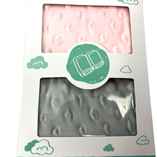 Changing Pad Covers Minky Dot Plush Elastic Band 2PK Gray Pink NEW