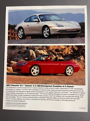 2001 Porsche 911 Carrera ORIGINAL PCNA Press Release, English