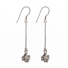 Ear Wires Earrings Settings with CZ's and Chain and Pinch Bail Mounting in