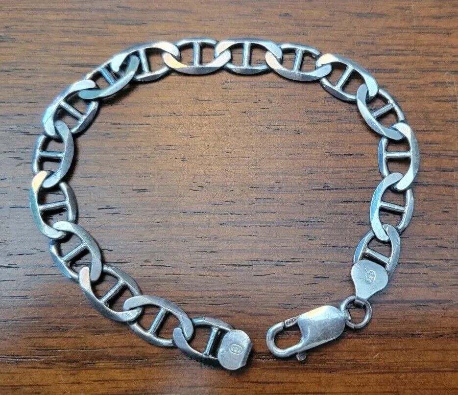 Vintage Italian Silver 925 Italy Chain Unisex Bracelet 8 Vintage Italian Silver 925 Italy Chain Unisex Bracelet 8