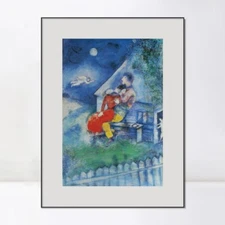 Framed Canvas Giclee Print The Lovers, 1929 by Marc Chagall Wall Art Home Decor