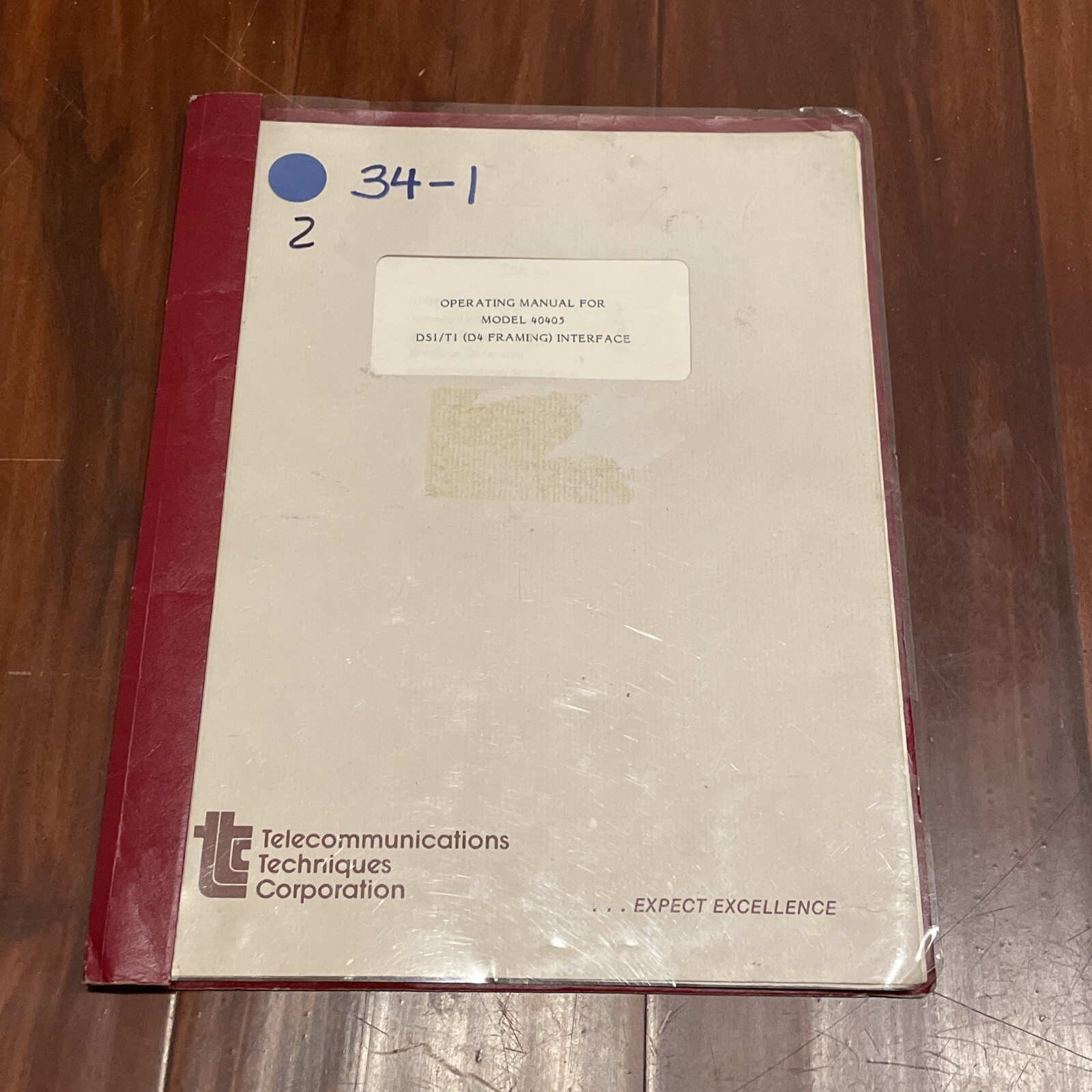 Telecommunications Techniques Corp 40405 DS1/T1 (D4 Framing) Interface Manual