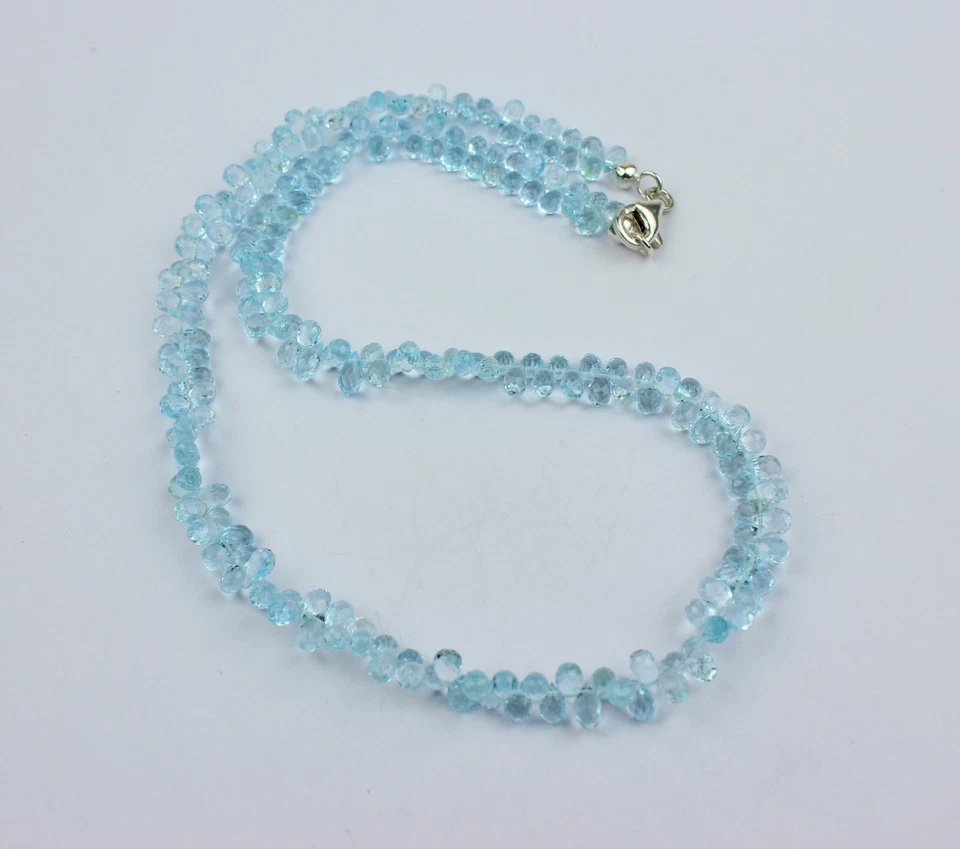Collana Di Topazio Blu Pietra Preziosa A Goccia Facettata Topazio Blu - Immagine 2 di 4