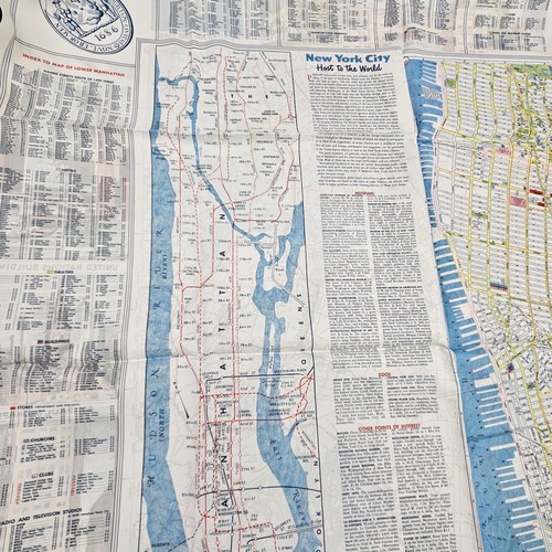 Rare Esso Vtg 1950s New York City NYC Linen Souvenir Map Manhattan, Burroughs - Picture 20 of 20