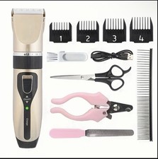 Dog Cat Pet Grooming Kit Rechargeable Cordless Electric Hair Clipper Trimmer Set