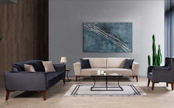 Sofagarnitur 3+3+1 Sitzer Set Design Sofa Couchgarnitur Textil Sessel Wohnzimmer-image