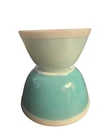 PYREX Americana Blue Set 2 Nesting Mixing Bowls White Rim Band 402 401 MINT