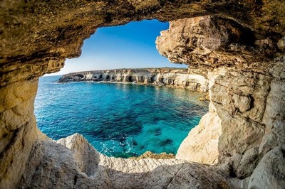 Ayia Napa Cyprus Sea Cave Views Landscape Photo Laminated Poster 36x24
