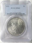 1922-P $1 Peace Dollar 90% Silver PCGS MS63 US Coin