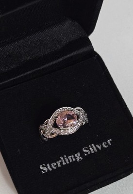 Sterling Silber Ring rosa Stein Größe 6