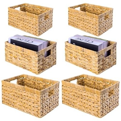 Set of 6 Wicker Storage Basket, Water Hyacinth Storage Combo 2 Sets SML