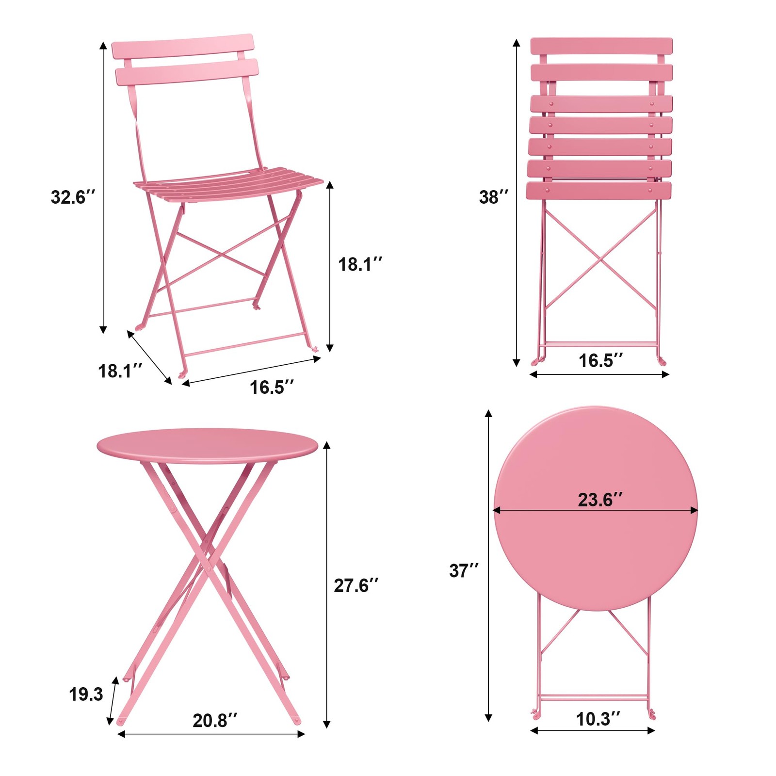 3-Piece Outdoor Folding Table and Chairs, Weather Resistant Conversation Sets... thumbnail 2
