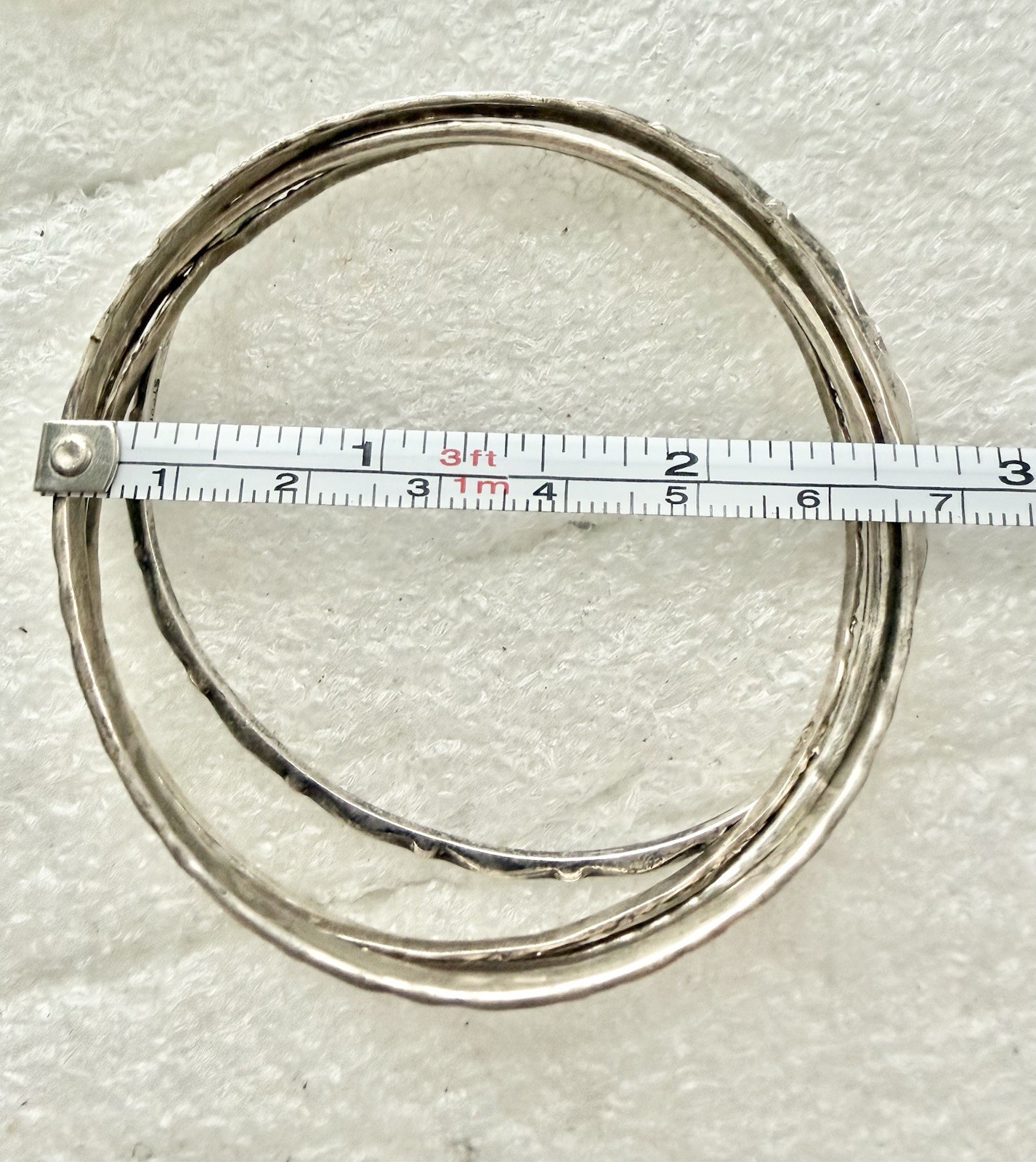 4 Vintage Sterling Silver STACKABLE Bangle 2.5” D… - image 8