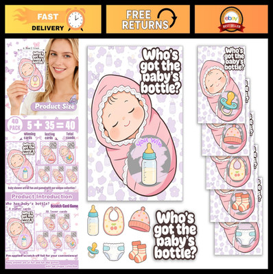40 Pink Baby Shower Emoji Scratch Off Lottery Tickets - Fun Baby Games Ideas