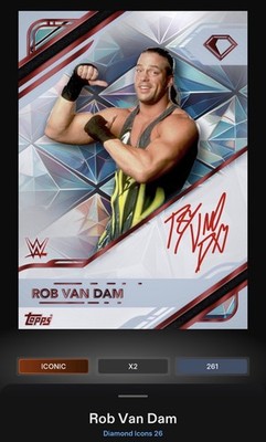Rob Van Dam - Red Signature Iconic - Topps Slam WWE Diamond Icons 26 Series 2