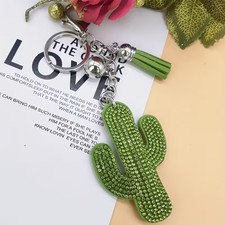 Desert Cactus Rhinestone Bag Charm Backpack Key Fob SALE HELPS DOGS CATS