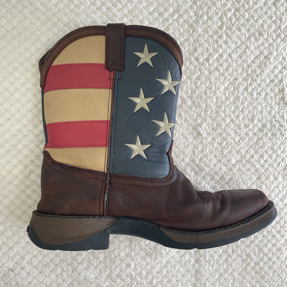 Botas de Vaquero Durango Lil Rebel Juveniles 6M Marrón Western Puntera Cuadrada Bandera Americana Foto 4 de 4