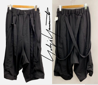 YOHJI YAMAMOTO black wool trousers pants with braces 1